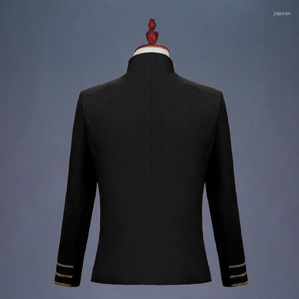 Abiti da uomo Colletto alla coreana Disegni ricamati da uomo Homme Terno Costumi di scena per cantanti Giacca Blazer Dance Star Style Dress Black