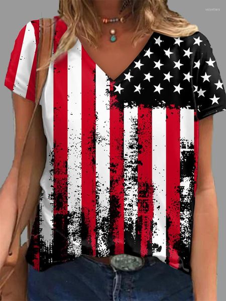 Женские футболки Trendy USA Flag Графическая футболка Женская летняя одежда с коротким рукава