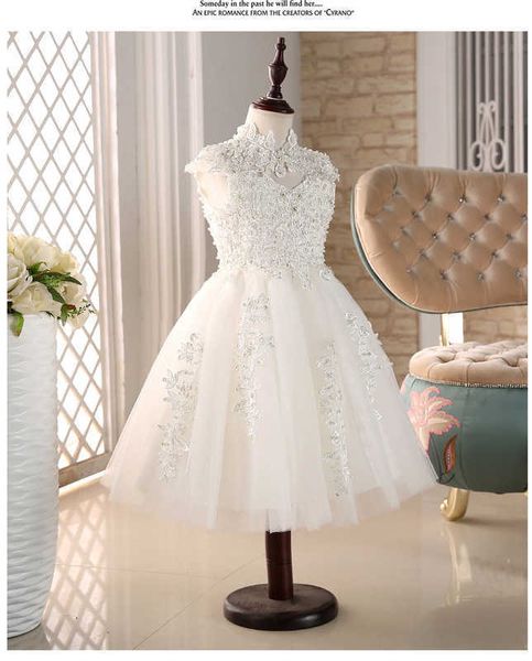 Abiti da ragazza Glizt Bead Tulle bianco Abiti da prima comunione per ragazze Vestido Daminha Casamento Abito da ballo di lusso Abiti da ragazza di fiore in organza