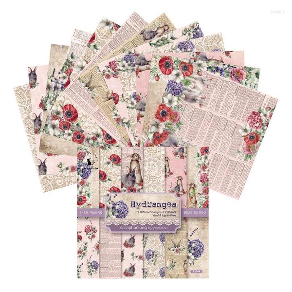 Confezione regalo 24 fogli 6X6 Fiori romantici vintage Pasqua Scrapbooking Arte Sfondo Carta Creazione di cartoline fai da te