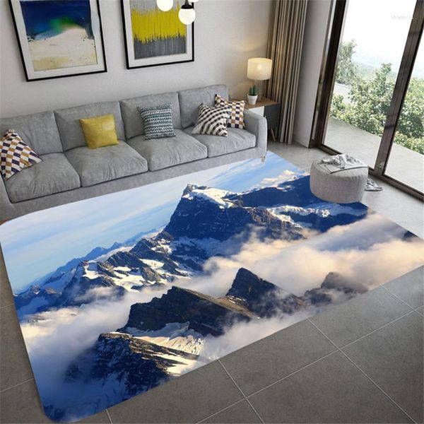 Teppiche Schnee Berg Bereich Teppiche Große Für Wohnzimmer Tür Matten Hause Boden Nordic Landschaft Küche Schlafzimmer Dekor Tapis Chambre