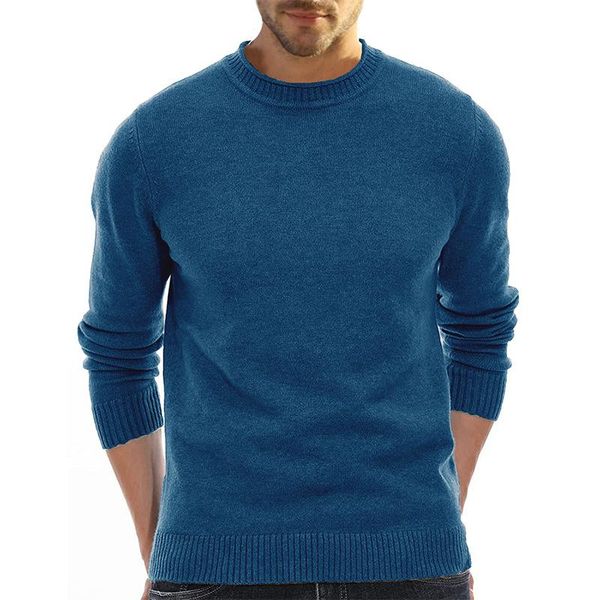 Herrenpullover lässige Pullover O-Neck Solid Slim Fit Strickwear 2023 Herbst Winter männlicher klassischer navyblau Langarm Pullovermen's