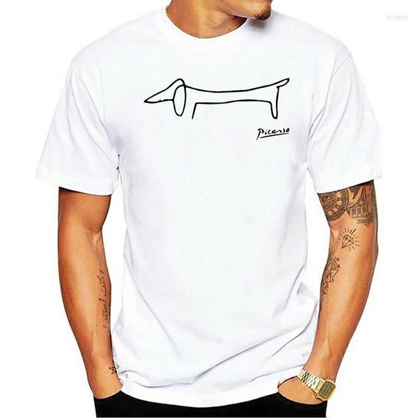 Camisetas masculinas pablo picasso dachshund cão (nódulo) arte de arte