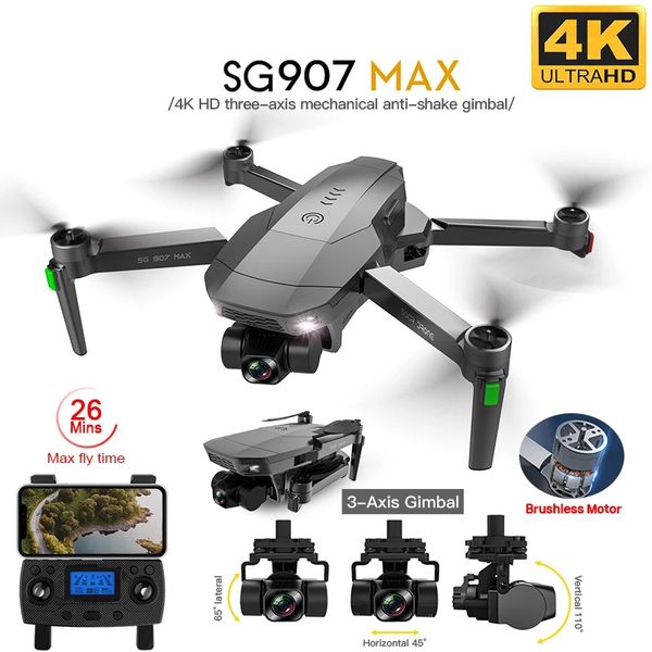 Dron SG907 MAX / SG907SE 4k Profesional Dron inteligente Uav con cámara cardán de 3 ejes sin escobillas 5G Wif GPS flujo óptico RC Quadcopter vs SG906