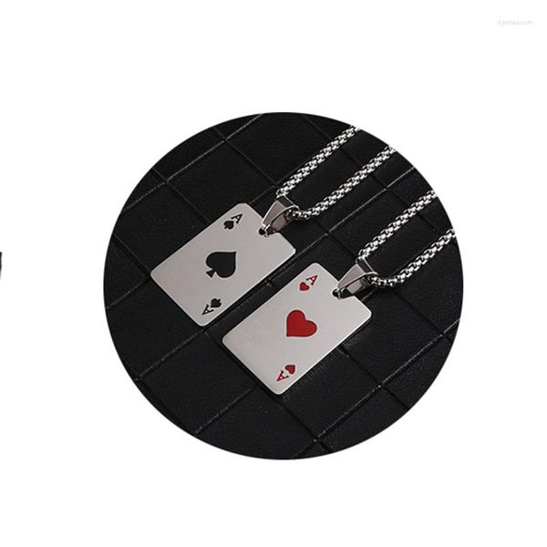 Catene Koaem Gioielli in acciaio inossidabile Carte da poker Ace Hearts And Of Spade Ciondolo Moda Uomo Collana da donna a catena lunga