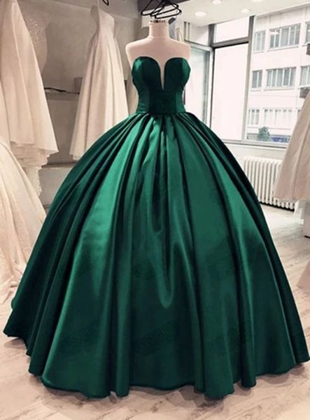 Quinceanera-Kleider, Prinzessin-Grün, Satin, herzförmige Falte, Ballkleid mit Übergröße, Süße 16-Debütantin, Party, Geburtstag, Vestidos de 15 Anos 61