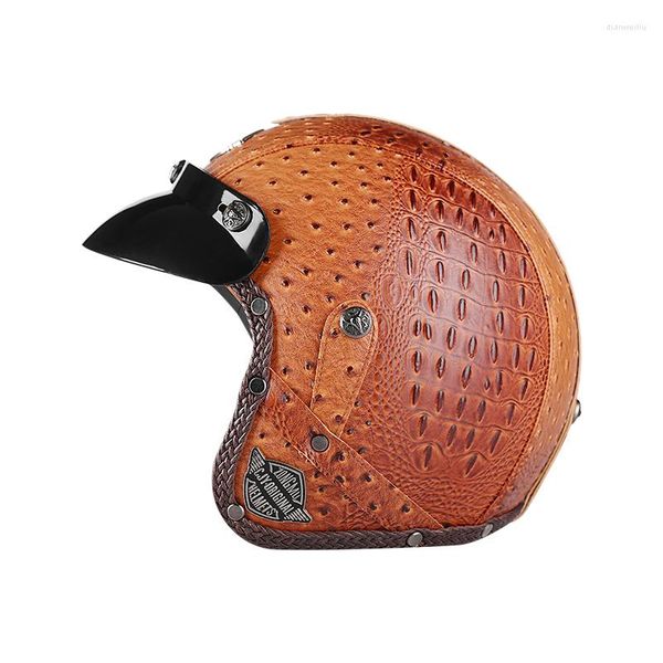 Motosiklet kaskları yetişkin 3/4 retro vintage kask benzersiz 4 tür Alman tarzı yüz yüz kafe yarışçısı scooter jet casco kabarcık vizörü