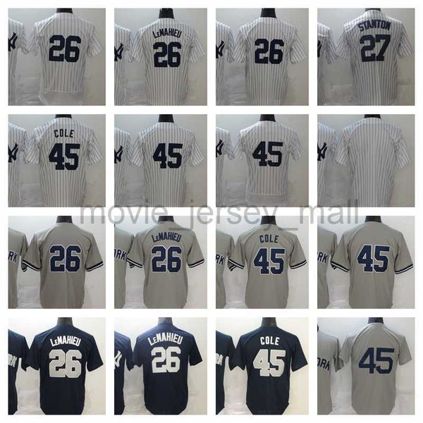 26 DJ Lemahieu Baseball Jersey 27 Giancarlo Stanton 45 Gerrit Cole Blank 2023 Costura de camisas masculinas Mulheres jovens tamanho S-xxxxl