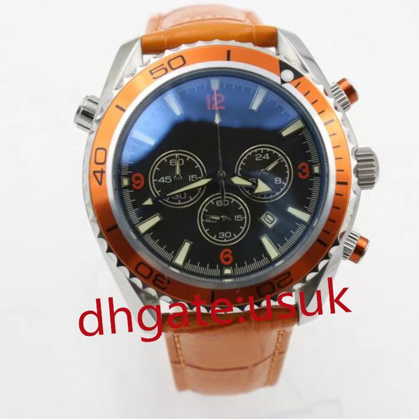 Мужчины смотрят Chronograph Limited Watch Orange Bezel Black Dial Quartz Professional Dive Birstearwatch Складные часы Mens Mens Mens