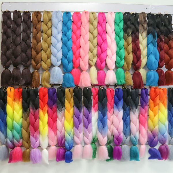 24 polegadas 3 tons Braiding Hair Extensions Expressão Sintetico ombre Jumbo Braid para tranças de caixa sem nó