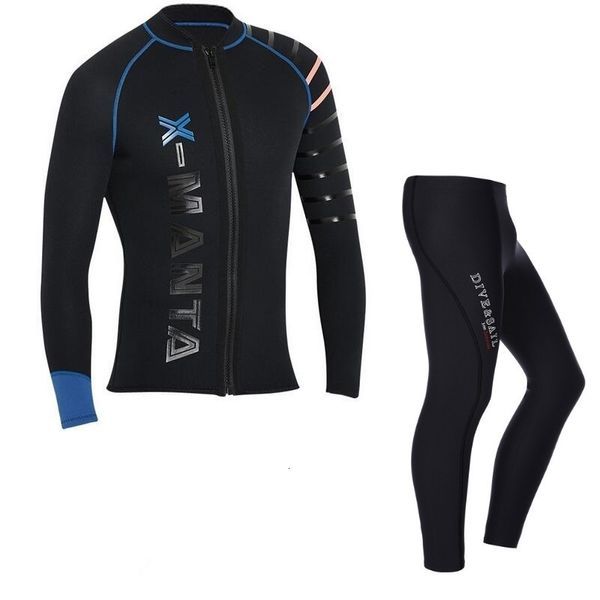 Roupas de mergulho secas mergulhe vela vela de 3 mm de mergulho com calças de malha de merda de calça de manga longa trajes de mergulho Scuba Surfing snorkeling wetsuits 230320