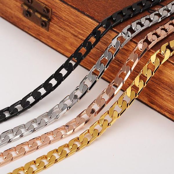 Ketten Bangrui Halskette lang/Chokers Großhandel 6 mm Vintage Punk Black Gun/Gold Farbe klobige Kette für Damen/Herren Schmuck