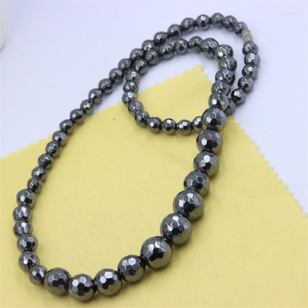 Catene ZFSILVER Collana di ematite nera non magnetica Slice Balls Choker Perline per donne e uomini Gioielli fatti a mano Chaine Coll Regali per feste