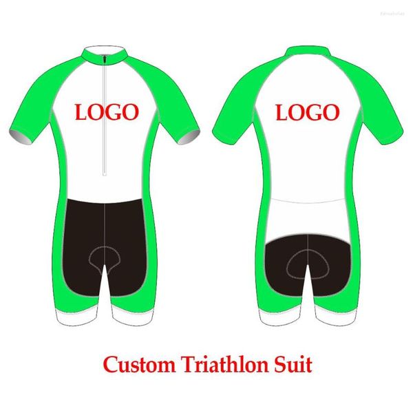 Giacche da corsa Tuta di pelle personalizzata Triathlon Lycra Maglia da ciclismo da corsa Manica corta Tri Personalizza i kit per bici a sublimazione