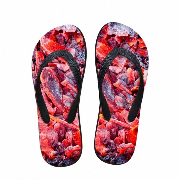 Carbon Grill Red Funny Flip Flops Men Indoor Home Slippers PVC EVA Shoes Beach Sandalias de agua Pantufa Sapatenis Masculino I25M #