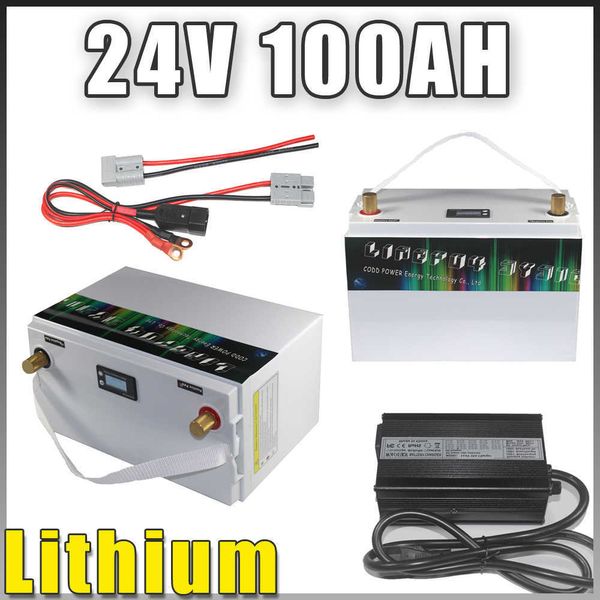 24V 100AH batteria ricaricabile al litio display LCD IP68 impermeabile per camper caravan barca a motore carrello elevatore pannello solare batteria 24V