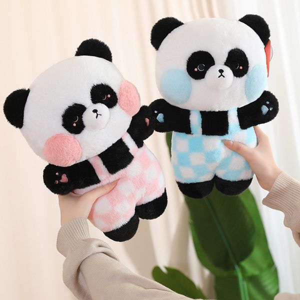 1pc 30/40cm Kawaii casal panda brinquedos de pelúcia fofa panda com aparelho de pelúcia de travesseiro de pelúcia