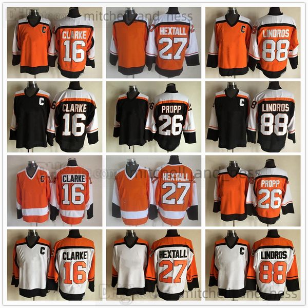 16 Bobby Clarke All-Star Film Vintage Hokey Jersey Retro CCM Nakış 88 Eric Lindros 26 Brian Propp 27 Ron Hextal Formaları