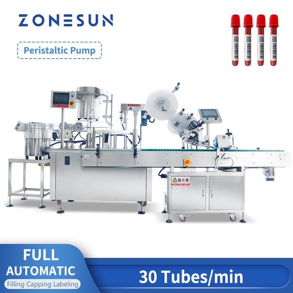 Zonesun Testes de teste automático enchimento de líquido Máquina de marcação Bomba peristáltica com linha de embalagem transportadora ZS-FAL180Z3