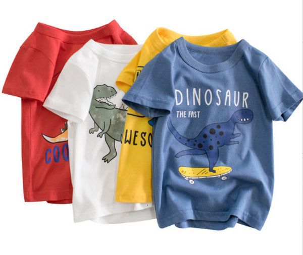 T -Shirts Dinosaurier für Jungen und Mädchen modische Baumwollteile coole Kleidung Kinder im Alter von 1 10 Stil Kurzarm 230317