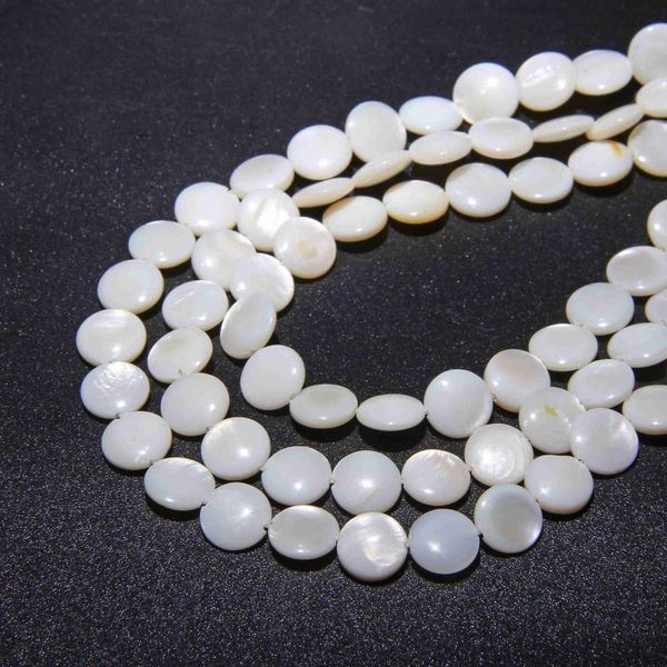 Perline Altro 6mm Bianco Madreperla Naturale Conchiglia Moneta Piatta Rotonda Per Gioielli Che Fanno Accessori Per Collana Fai Da Te 15