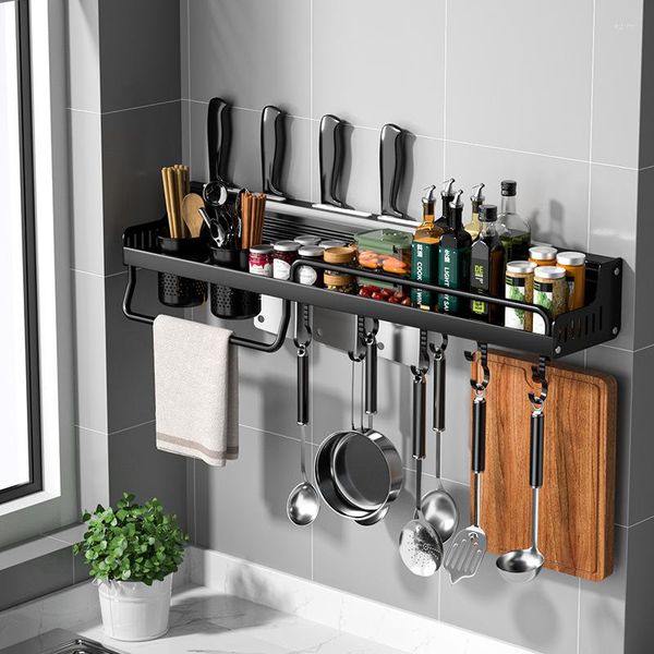 Haken Küche Lagerung Rack Regal Aluminium Messer Essstäbchen Löffel Gewürz Organizer Besteck Halter Cocina Accesorios De Novedosos