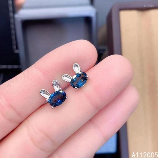 Brincos de garanhão kjjeaxcmy jóias finas 925 Sterling Silver Inlaid Blue Topázio Blue Topázio Feminino Ear Studs Detecção de Suporte Vintage