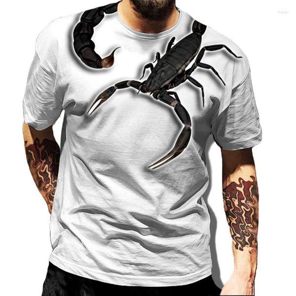 Camisetas masculinas 2023 Camiseta masculina Classic Classic Animal Scorpion 3D Impressão de verão Hip-hop Street Unissex