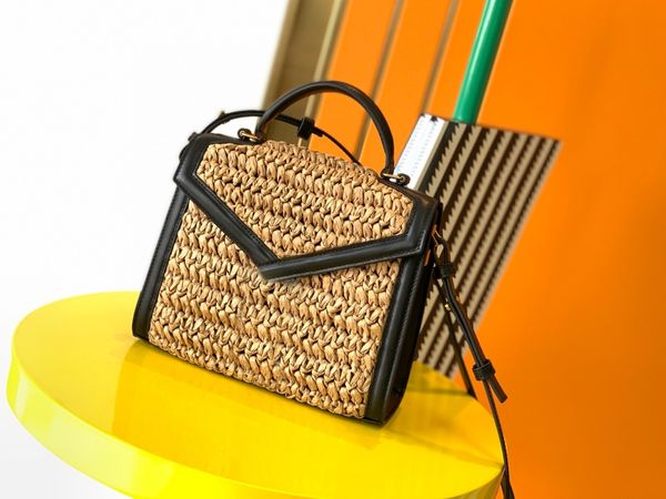 2023 Neue Marke One Shoulder Bag Grass Woven-Serie, Schwarz ist eine super gute Farbkombination, nehmen Sie Ihren Stil heraus, hohe Qualität, passende Box