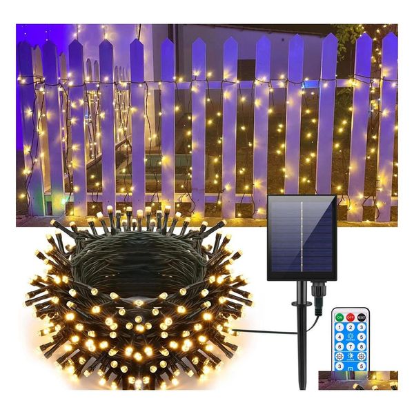 LED-Strings Garten Outdoor Solar String Fairy Light 100M 1000LEDs Wasserdichte Girlande Große Panel Lampe Weihnachtsdekoration Drop Deli Dhjre
