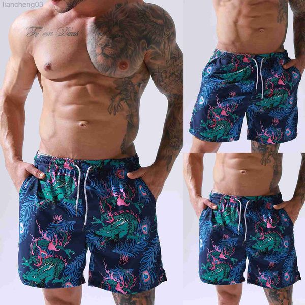 Shorts masculinos shorts de natação de shorts de praia rápida seca com revestimento de malha 2023 New Summer Swimwear Surfing Swim Sworks for Men W0320