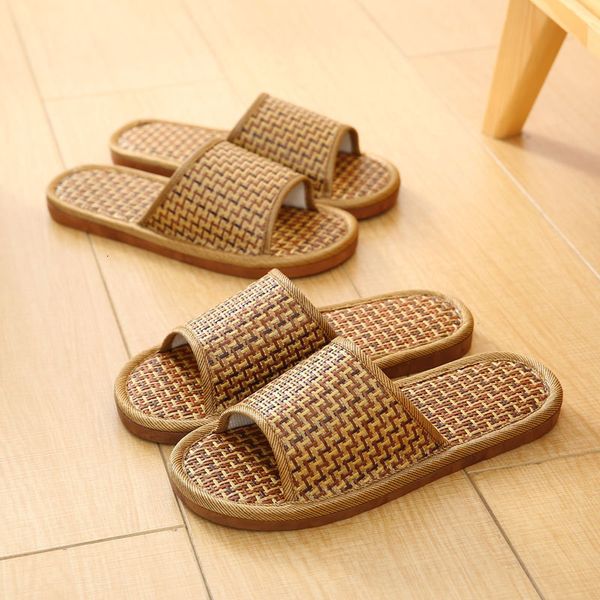 Slippers Bamboo tecelando linho em casa mens natural tropical royal rattan hóspede cana de cana sapatos 230320