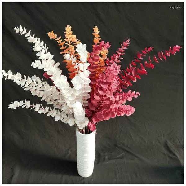 Flores decorativas Filiais plásticos e folhas de folhas artificiais Eucalipto festas de casamento carnudas, arranjo de flores de jardim para casa