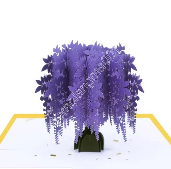 10pcs el yapımı Kirigami origami wisteria 3d tebrik kartları davet kartı Noel düğün doğum günü partisi hediyesi