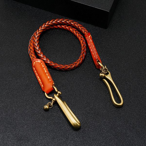 Anéis -chave Classic Punk Style Punk Genuine Leather Biker Keychain Jeans Chain Chain Carteira Madeira Coloque Men's Rock Clothing Acessórios 230320