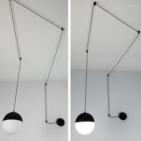 Tavan Işıkları Modern Çizgiler Cam Top LED Kolye Avize Lambası Geometrik Tasarım Hafif Lustres Yatak Odası Başucu