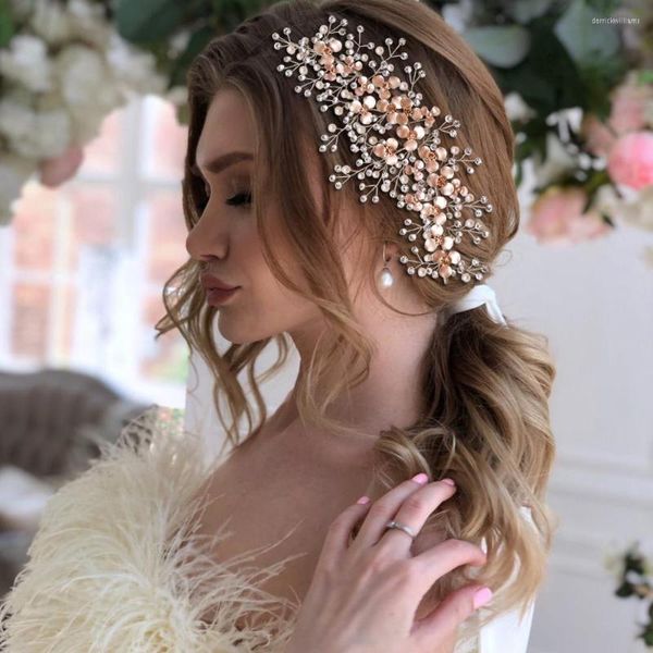 Cabeças de cabeleireiro Banda de cabelo de casamento Vinhas de shinestone Acessórios Crown Shinny Headdress Pearl