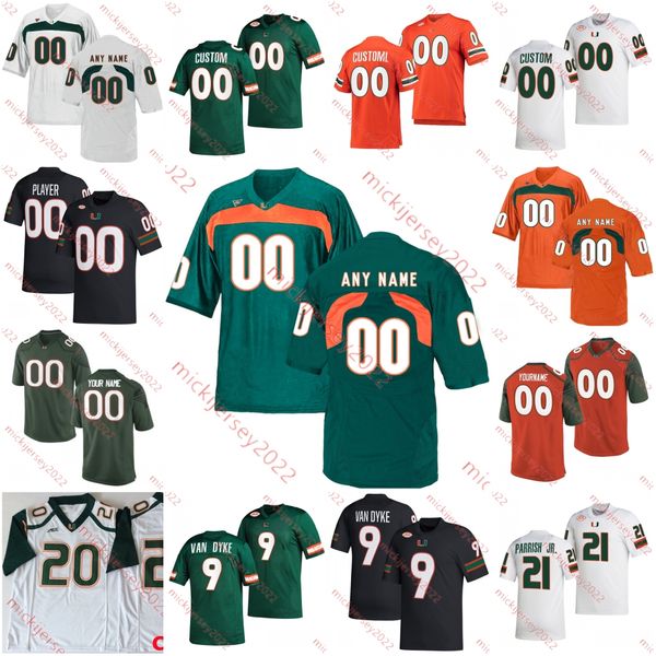 Jackson Carver Miami Hurricanes Trikot Jakai Clark Gabriel Valladares Akheem Mesidor Jalen Rivers John Campbell Individuell genähte Miami-Fußballtrikots für Herren und Jugendliche