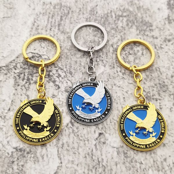 Сторона 3D Stereo Eagle Keychain Персонализированная металлическая ключ -масонская масонская филиппины Eagle CoolChain Pendant