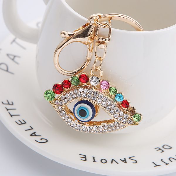 Creativo Blue Eye in lega di zinco portachiavi con diamanti moda occhio del diavolo portachiavi pendenti gioielli accessori regalo sfusi