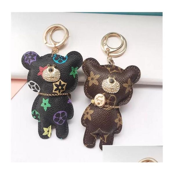 Keychains Bedanyards Bear Design Car Bag de Flores de Flores de Pingente Choqueiro Pu do Correio PU Correia Animal Correia Droga Droga Acesso de Moda Dhior