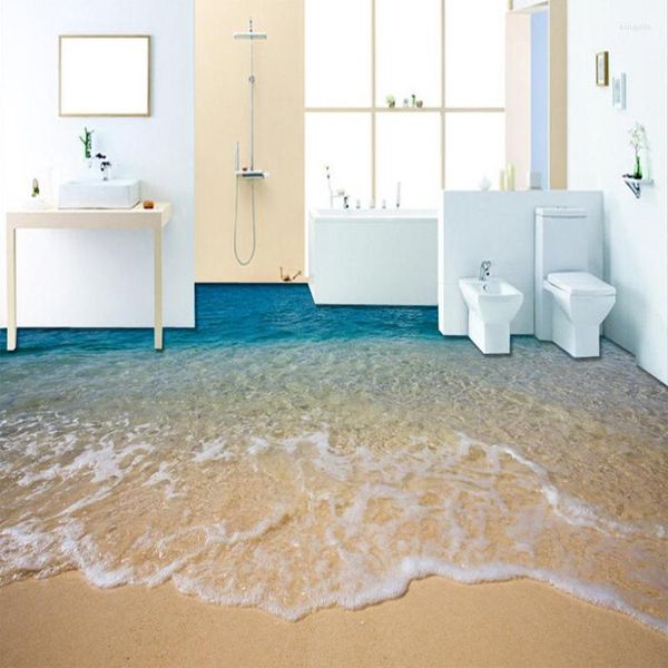 Tapeten Benutzerdefinierte 3D Strand Meer Wasser Wohnzimmer Schlafzimmer Badezimmer Boden Wandmalereien Selbstklebende Tapete Wohnkultur De Parede