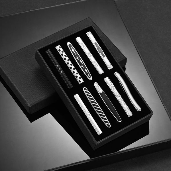 Cuff Links 10 PCs Men tie clipes Set com caixa de presente Casamento convidado S Metal Man Shirt Cufflinks Bushys Men's Luxury Jewelry Business 230320