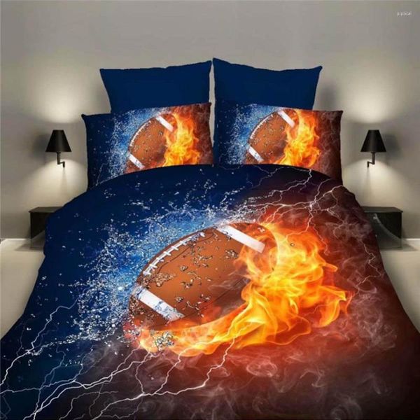 Bettwäsche-Sets 3/2 stücke 3D Basketball Gedruckt Set King Size Bettbezug Fußball Rugby Bett Polyester Quilt Ball Spiele Junge geschenk