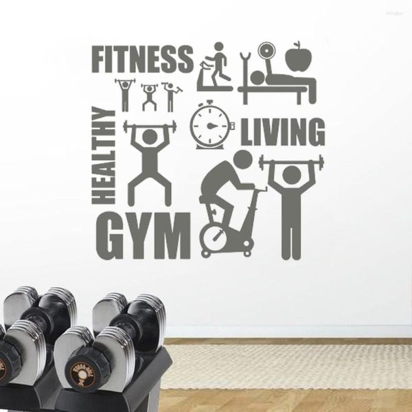 Adesivos de parede adesivos de ginástica adesivo esportivo motivação motivação de fitness mural removível decoração de parede cx140