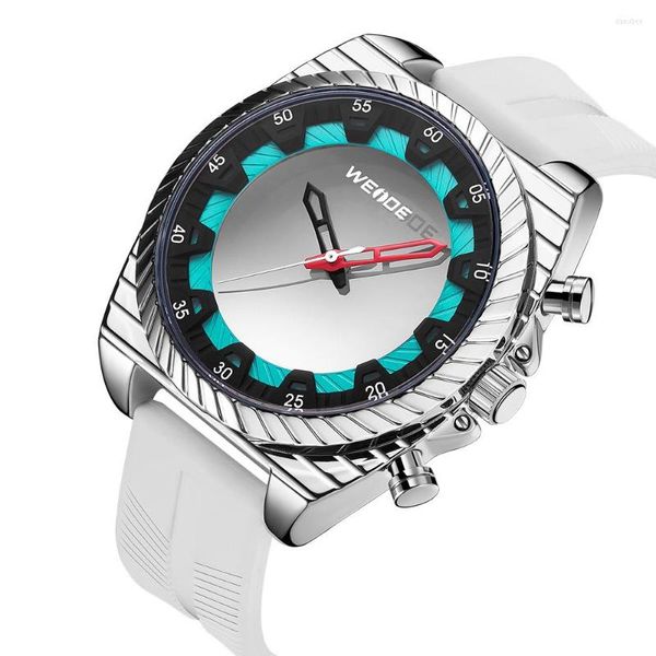 Armbanduhren Weide Marke Mode Quarz Männer Uhren Wasserdichte Sport Militär Armbanduhr Weiß Gummi LED Licht Casual Männliche Uhr Relogios