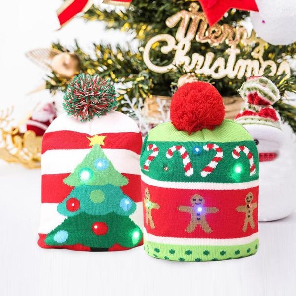 Decorações de Natal Chapéu de malha liderado engraçado Capas de proteção para crianças adultos em casa decoração de ano de natal