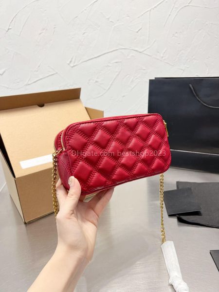 Deri bahar ve yaz kamera çanta tasarımcısı omuz çantası çanta çanta çapraz gövde tote moda çanta zinciri elmas desen buzlu kumaş 20 * 12cm