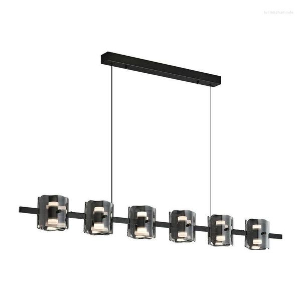 Lampadari Moderni Lampadari a LED in vetro nero polacco Illuminazione Soggiorno Sala da pranzo Decor Lampada Camera da letto Luci a sospensione Apparecchio