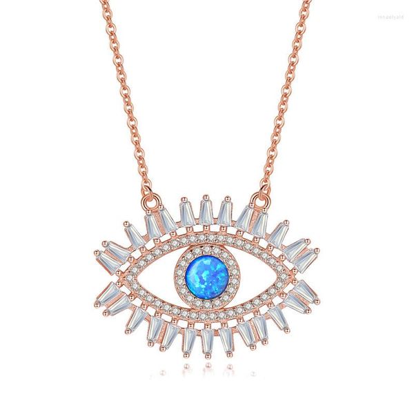 Correntes Gold Religioso banhado 925 Sterling Silver Opal Eye Pingente Jóias judias judias